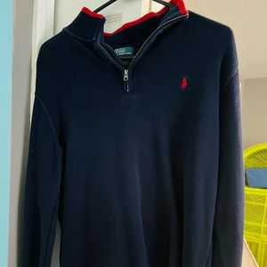 Polo half zip up youth boys size (18/20) Navy and red